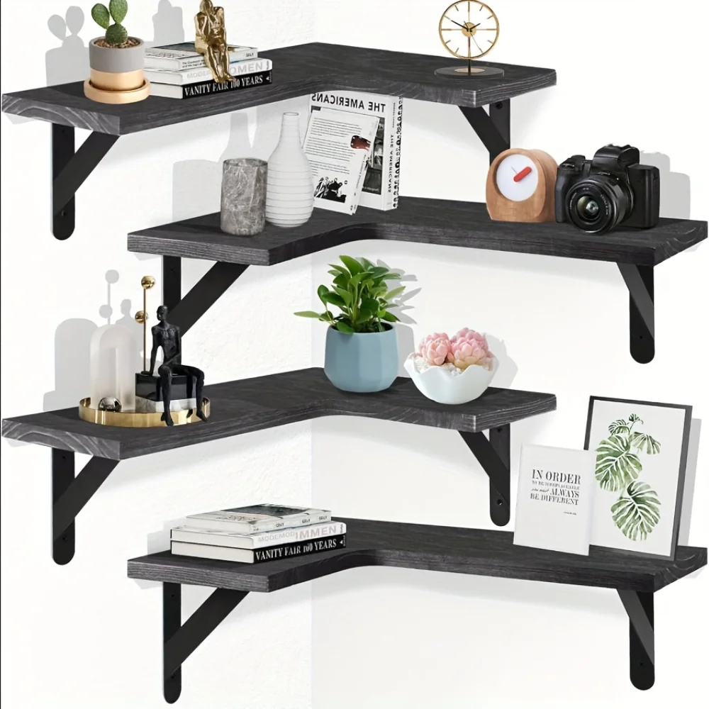 Kitchen Uncle - Natural Wood Grain Floating Shelves Wall-Mounted