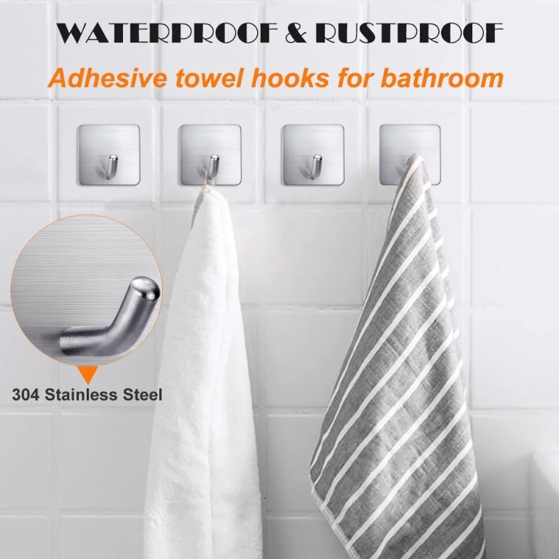 Kitchen Uncle - 4Pcs No Drill Self Adhesive Stainless