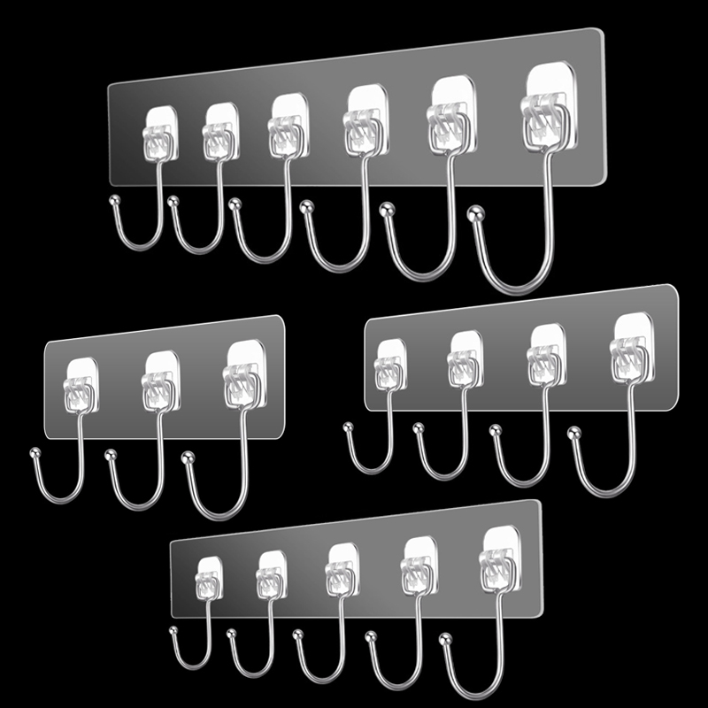 Kitchen Baking Gifts - 3/4/5/6 Row Wall Hanging Hook Transparent