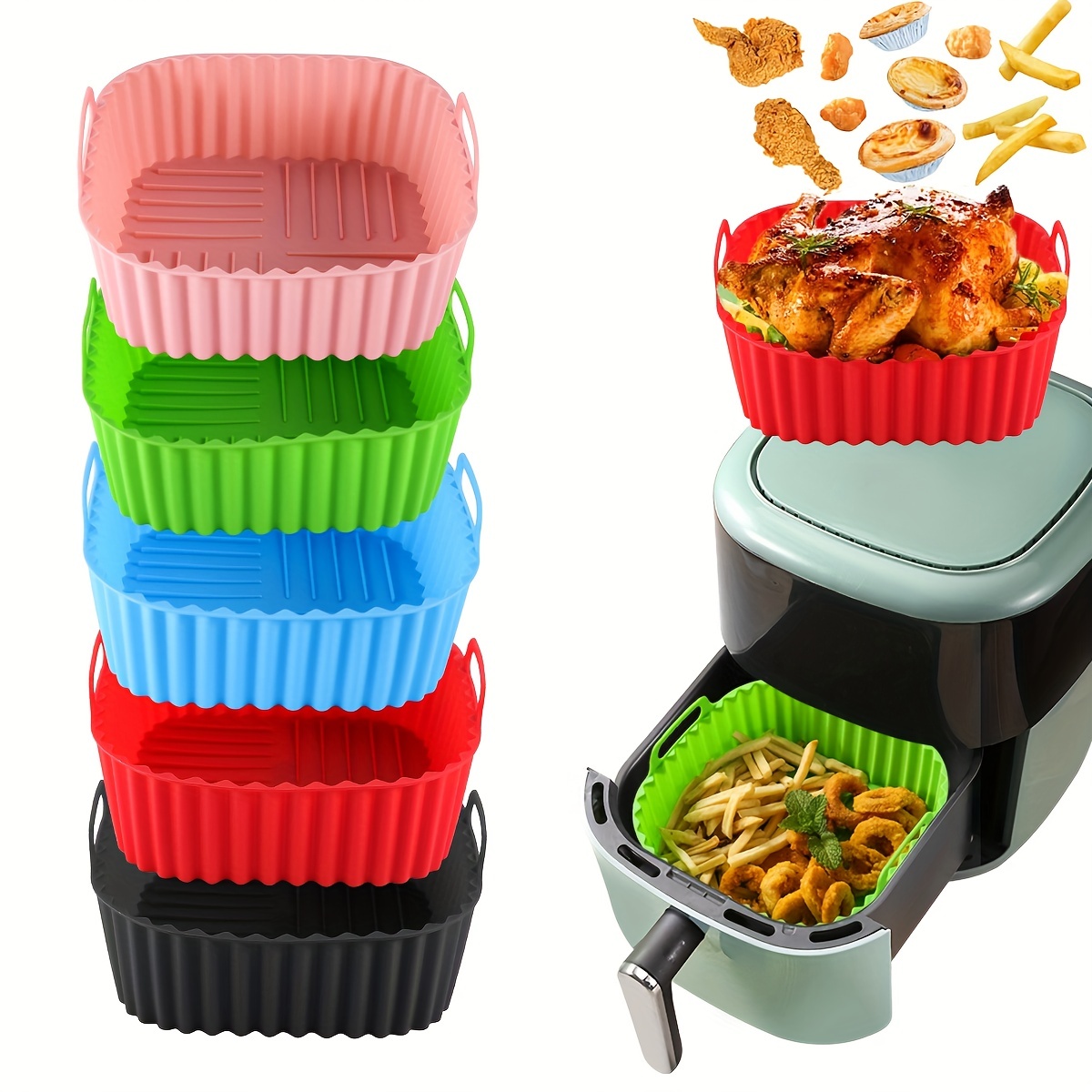 Kitchen Baking Gadgets - 1 square silicone air fryer liner