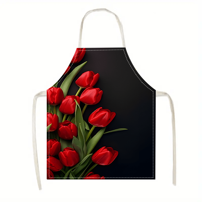 Kitchen Baking Background - 1pc Red Tulip Flower Black Background