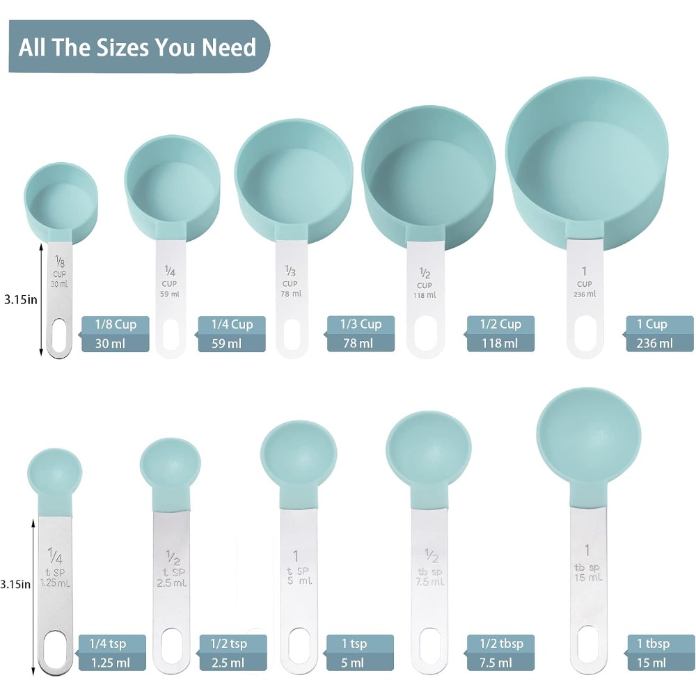 Baking (Kitchen Ingredient) - 10-Piece Stackable Stainless Steel Measuring Cups