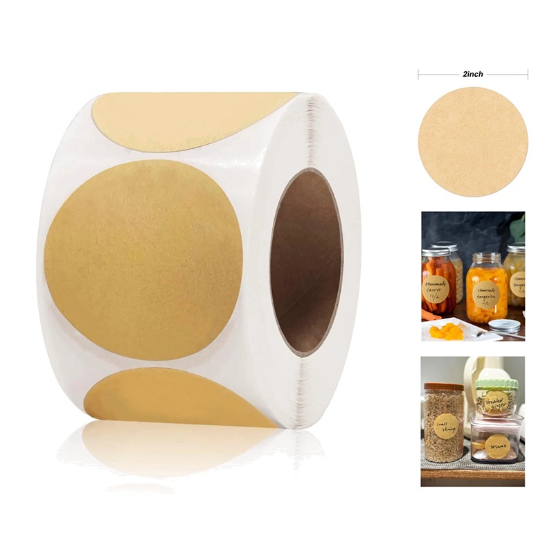 Kitchen Baking Paper - 1Roll Stickers Round Blank Self-adhesive Kraft