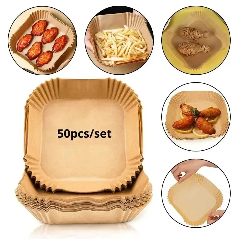Kitchen Baking Paper - 50pcs/set Air Fryer Papers Disposable Oil-proof