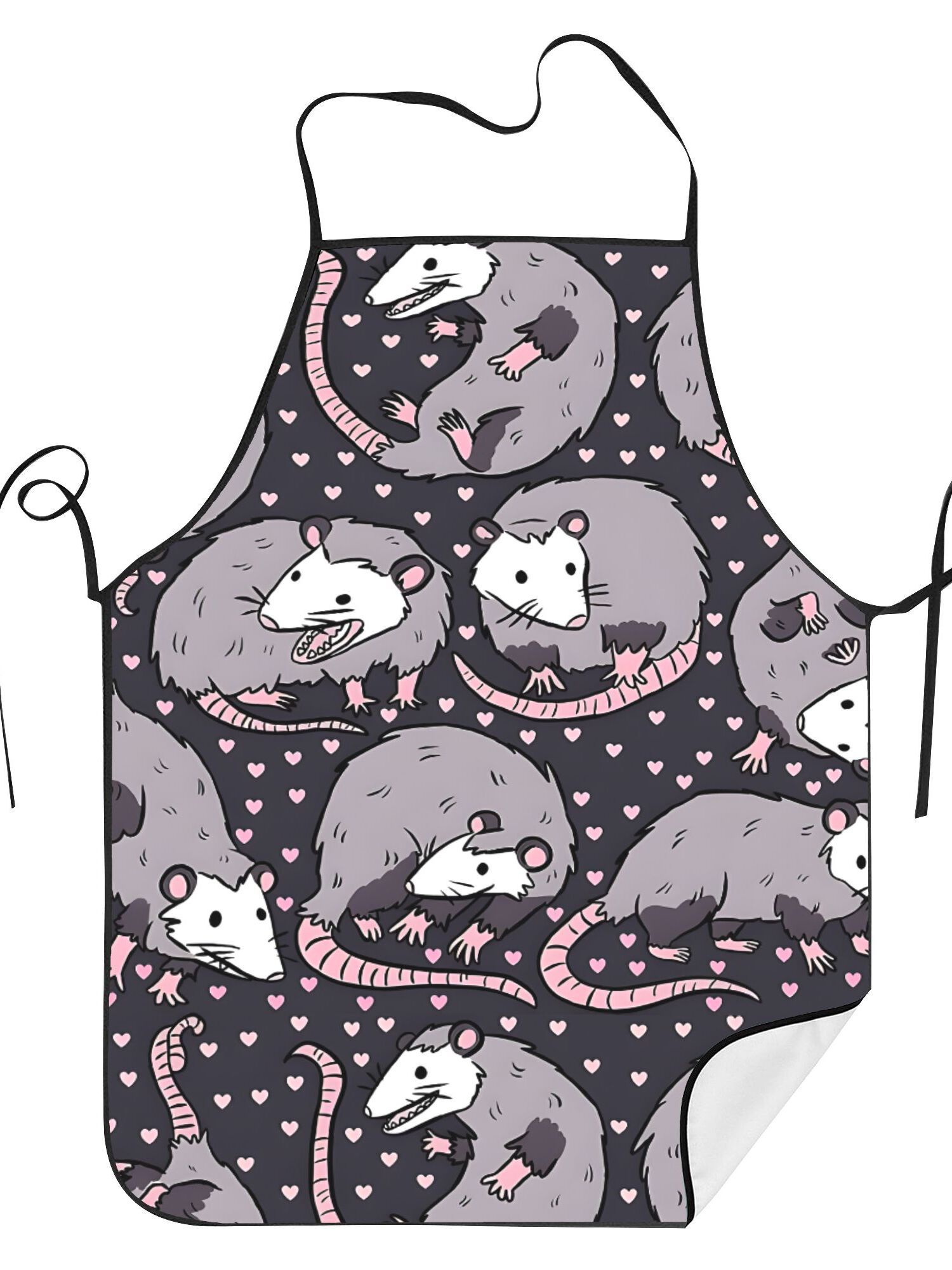 Cute Opossum Pattern Apron Bla - Kitchen Baking Background 评论和价格