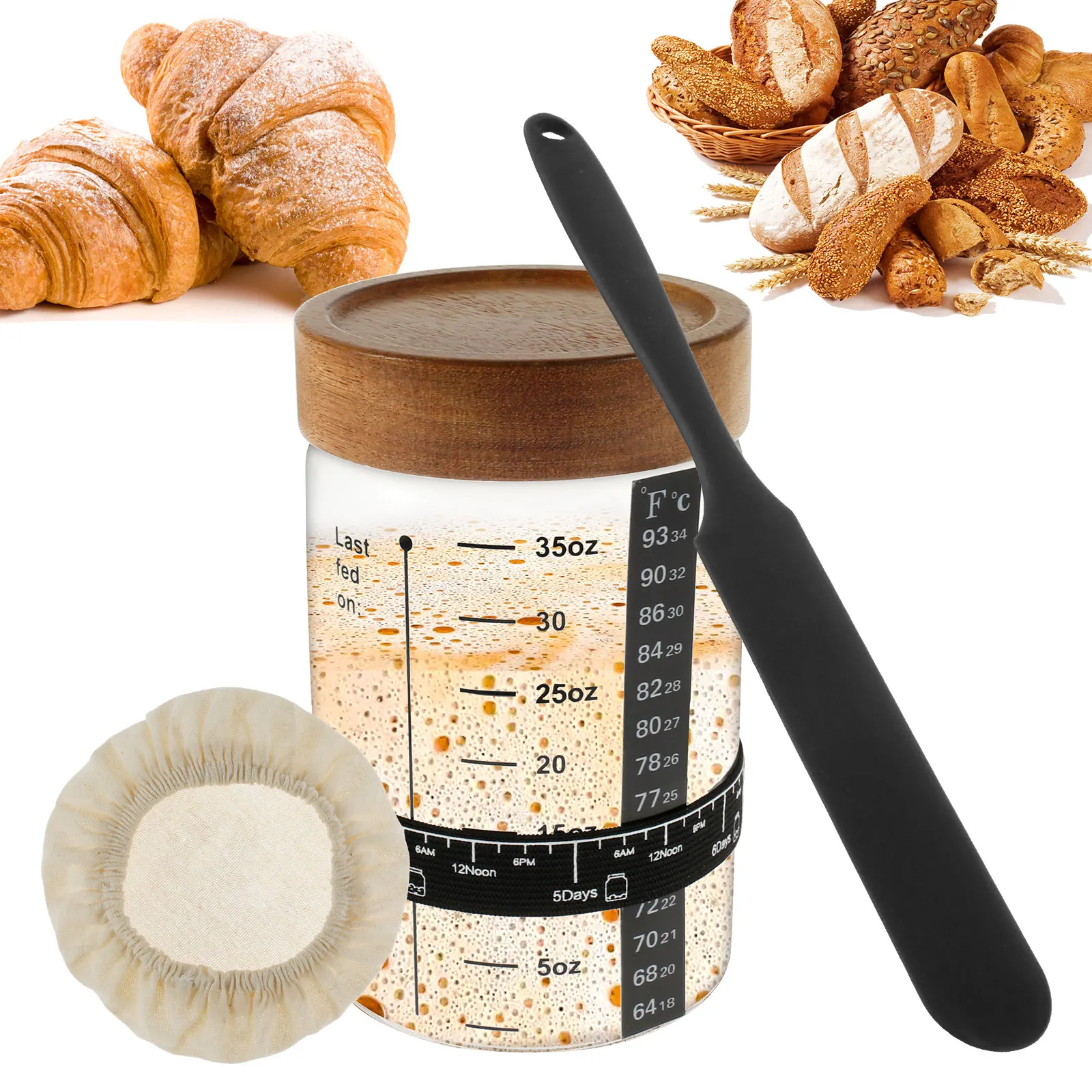 Sourdough Starter Jar Kit 1000 - Kitchen Baking Soda 评论和价格
