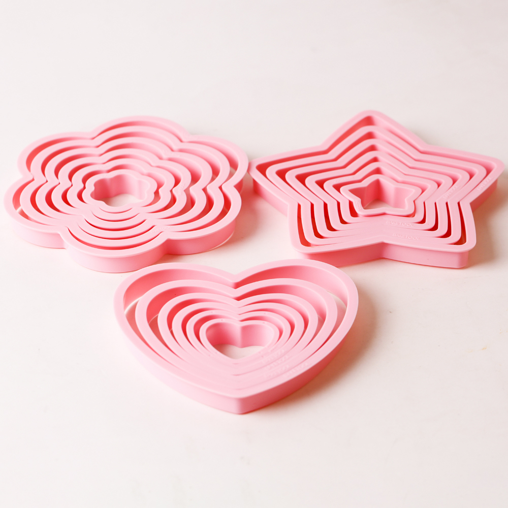 1set/3sets Pink Heart Star Flo - Cookie Cutter Set 评论和价格