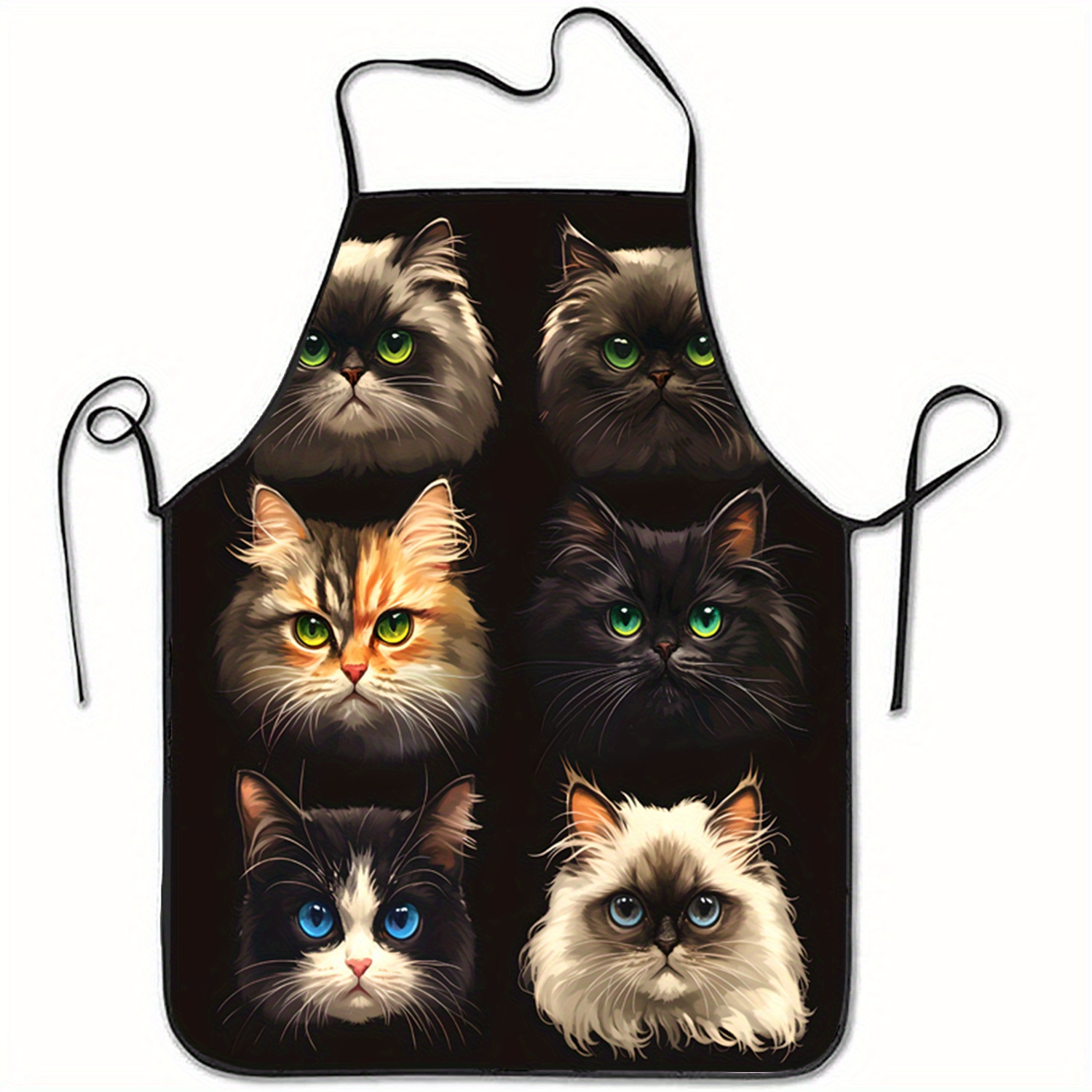 Cat Face Portrait Apron Black  - Kitchen Baking Background 评论和价格