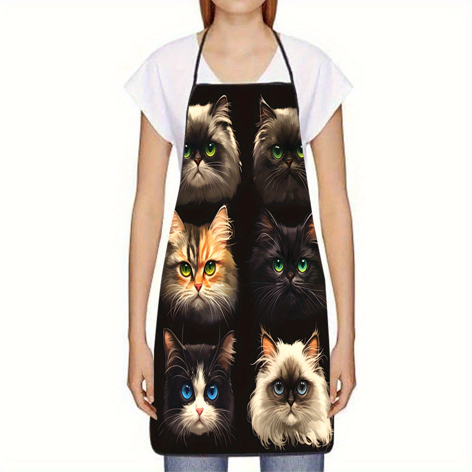 Cat Face Portrait Apron Black  - Kitchen Baking Background 评论和价格