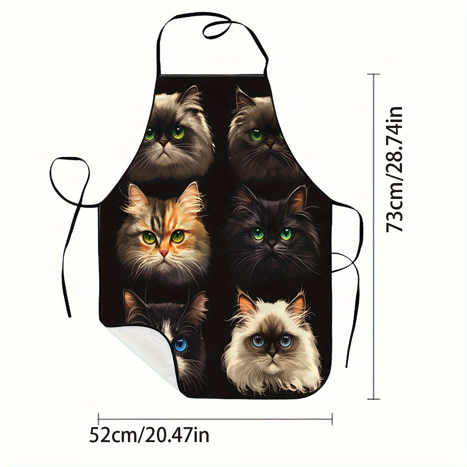 Cat Face Portrait Apron Black  - Kitchen Baking Background 评论和价格