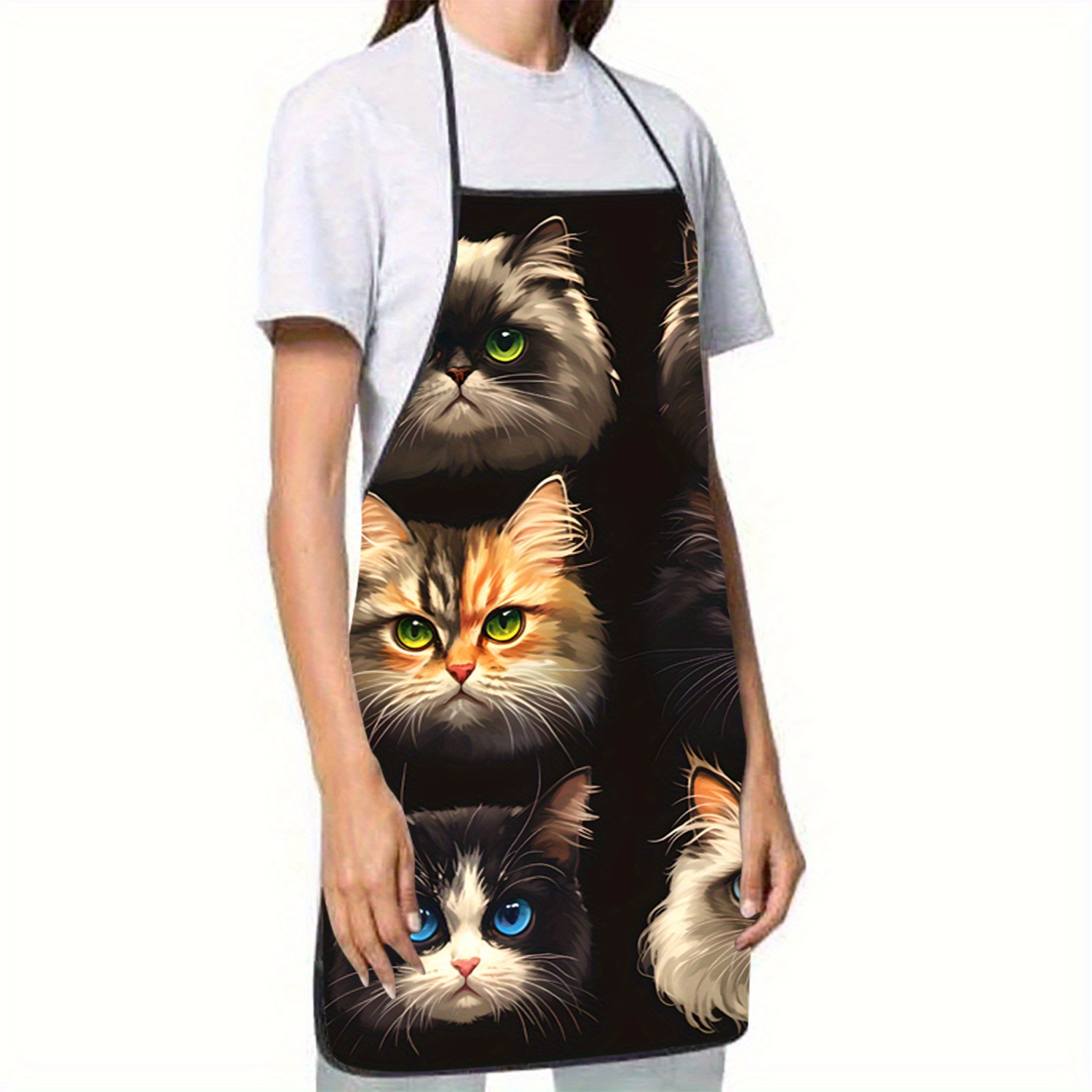 Cat Face Portrait Apron Black  - Kitchen Baking Background 评论和价格