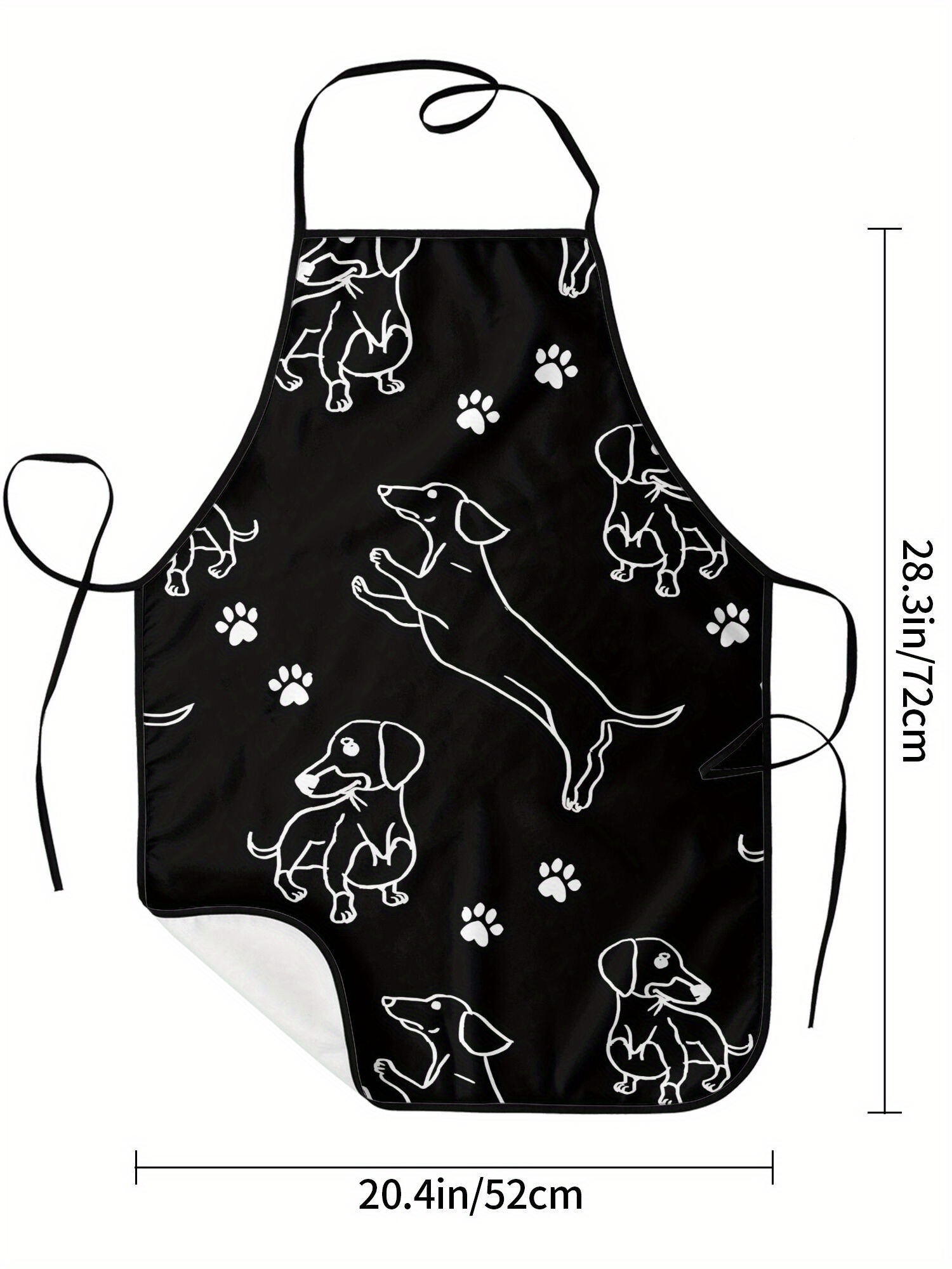 Dachshund Paw Print Apron Blac - Kitchen Baking Background 评论和价格