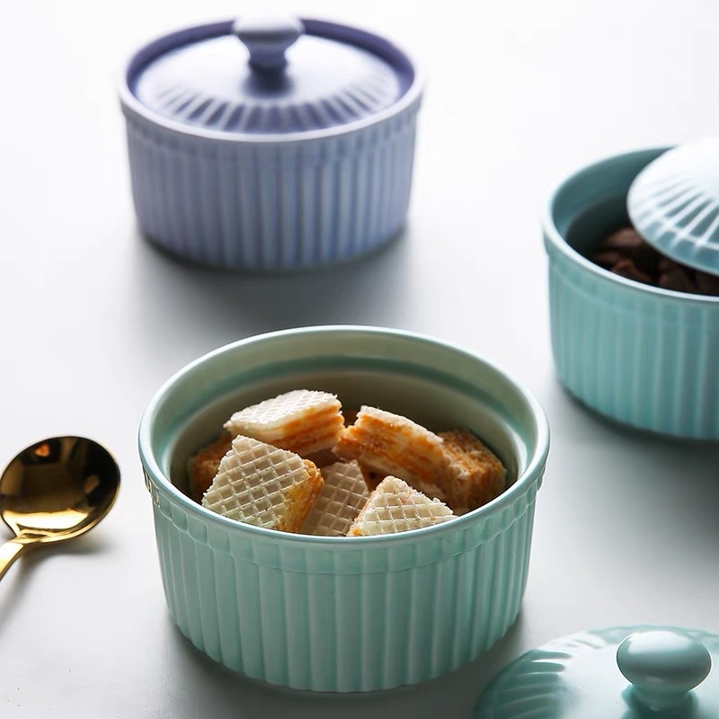 Ceramic Ramekin Bowl with Lid  - Kitchen Baking Dishes 评论和价格