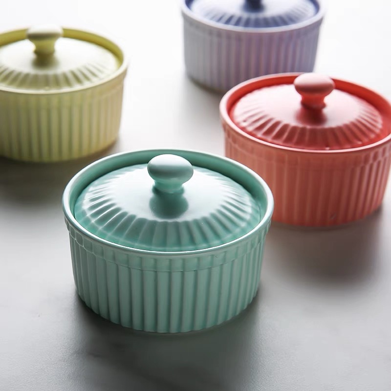 Ceramic Ramekin Bowl with Lid  - Kitchen Baking Dishes 评论和价格