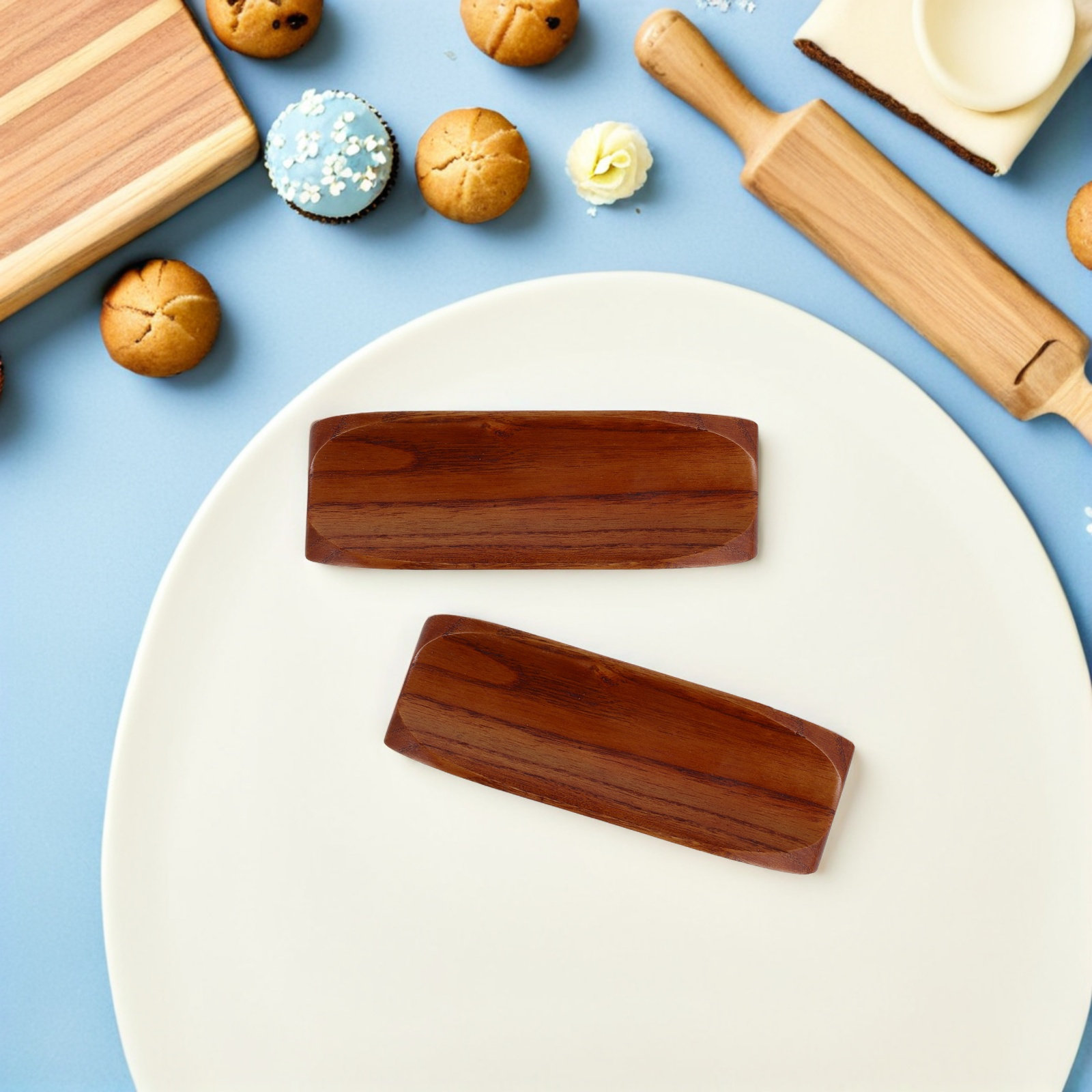 2Pcs Wooden Rolling Pin Holder - Kitchen Baking Station 评论和价格