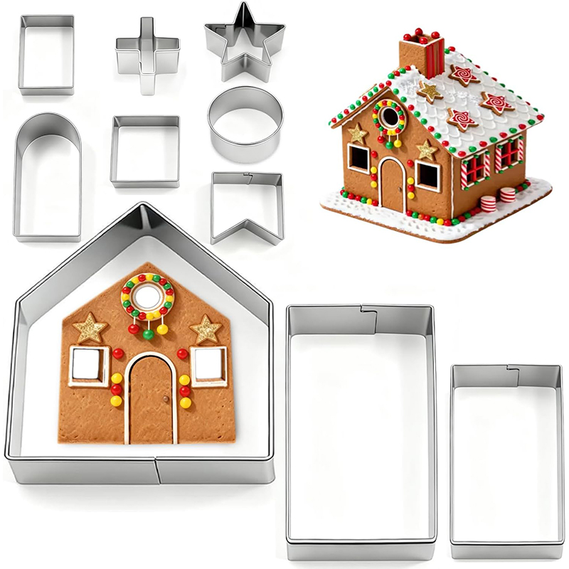 10Pcs Gingerbread House Cookie - Cookie Cutter Set 评论和价格