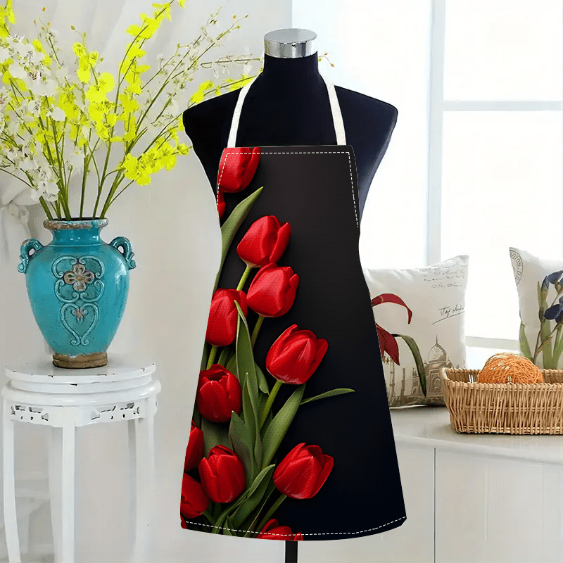 1pc Red Tulip Flower Black Bac - Kitchen Baking Background 评论和价格