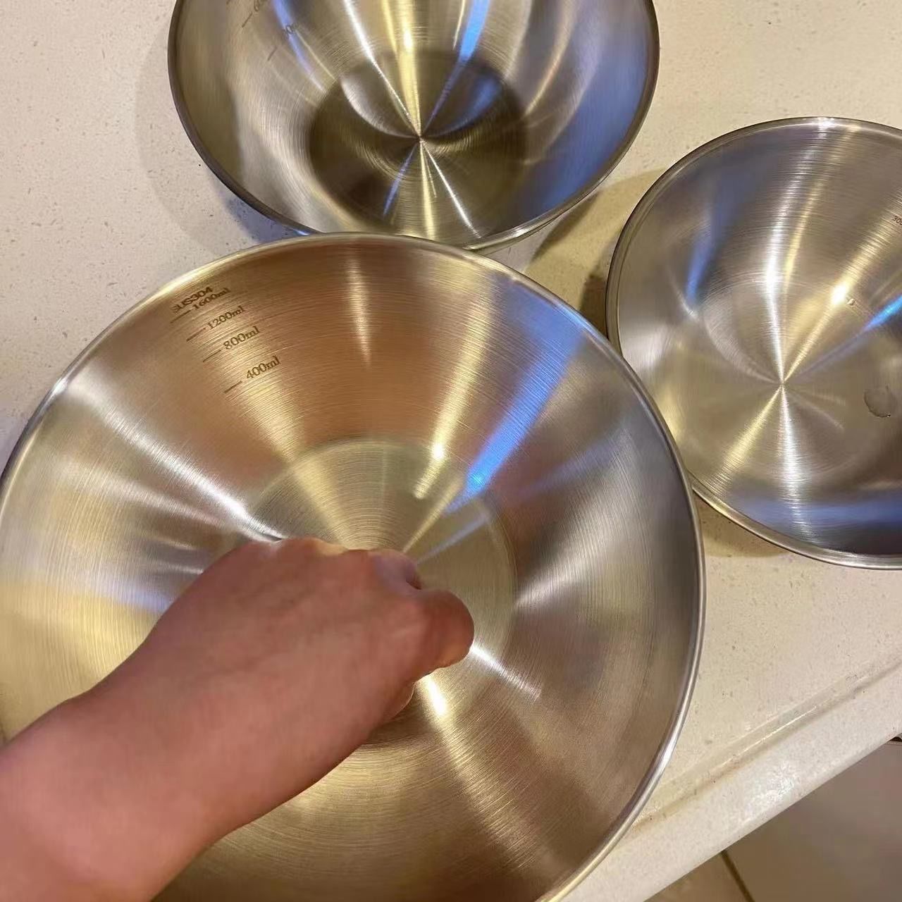 1-3 Stainless Steel Bowl Set w - Kitchen Baking Set 评论和价格