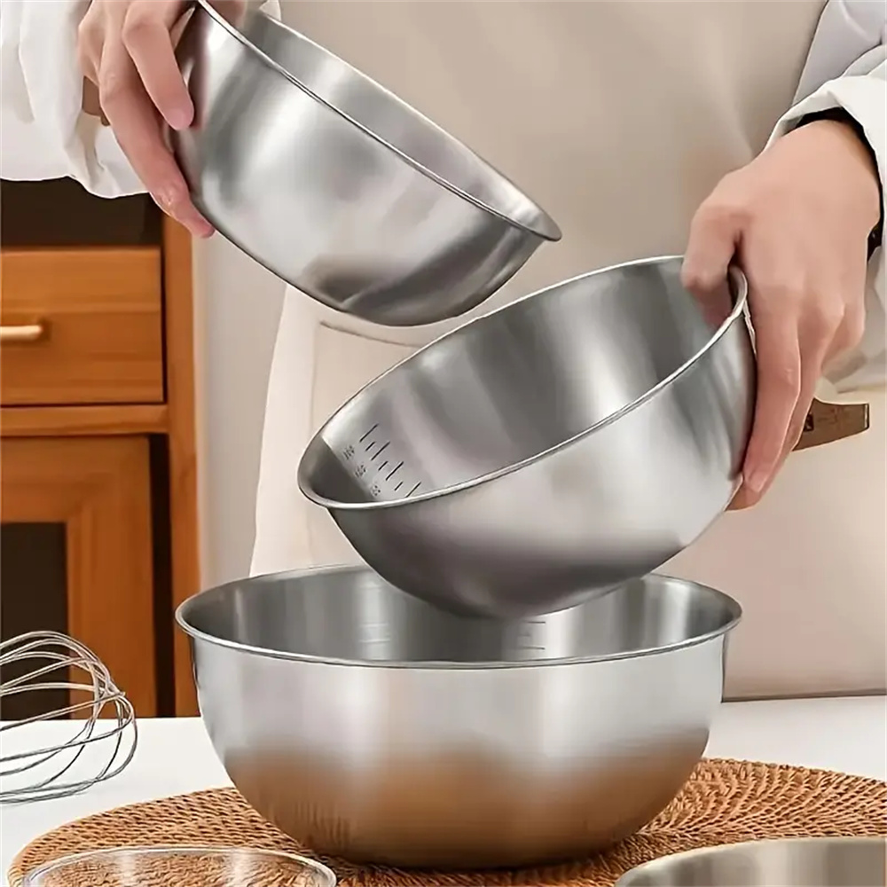 1-3 Stainless Steel Bowl Set w - Kitchen Baking Set 评论和价格