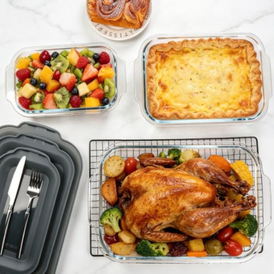 6-Piece Extra-Deep Glass Bakin - Kitchen Baking Dishes 评论和价格