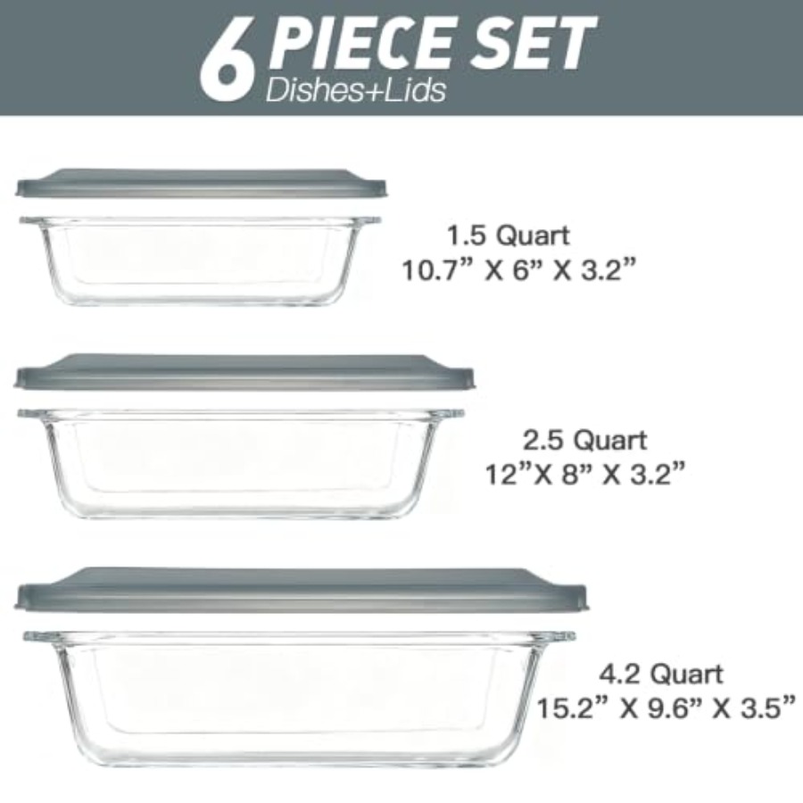 6-Piece Extra-Deep Glass Bakin - Kitchen Baking Dishes 评论和价格