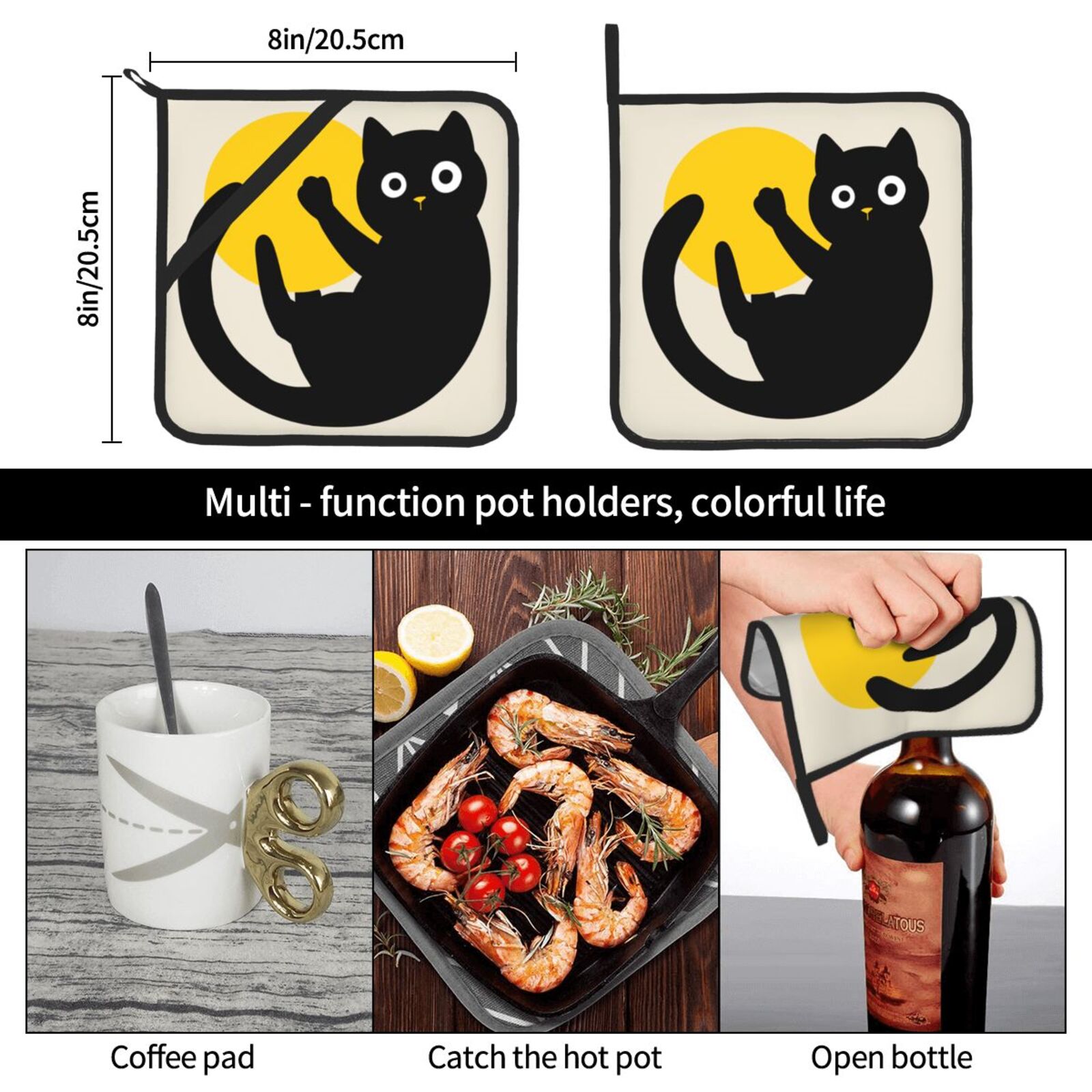 Cute Black Cat Pot Holders Set - Kitchen Baking Dishes 评论和价格