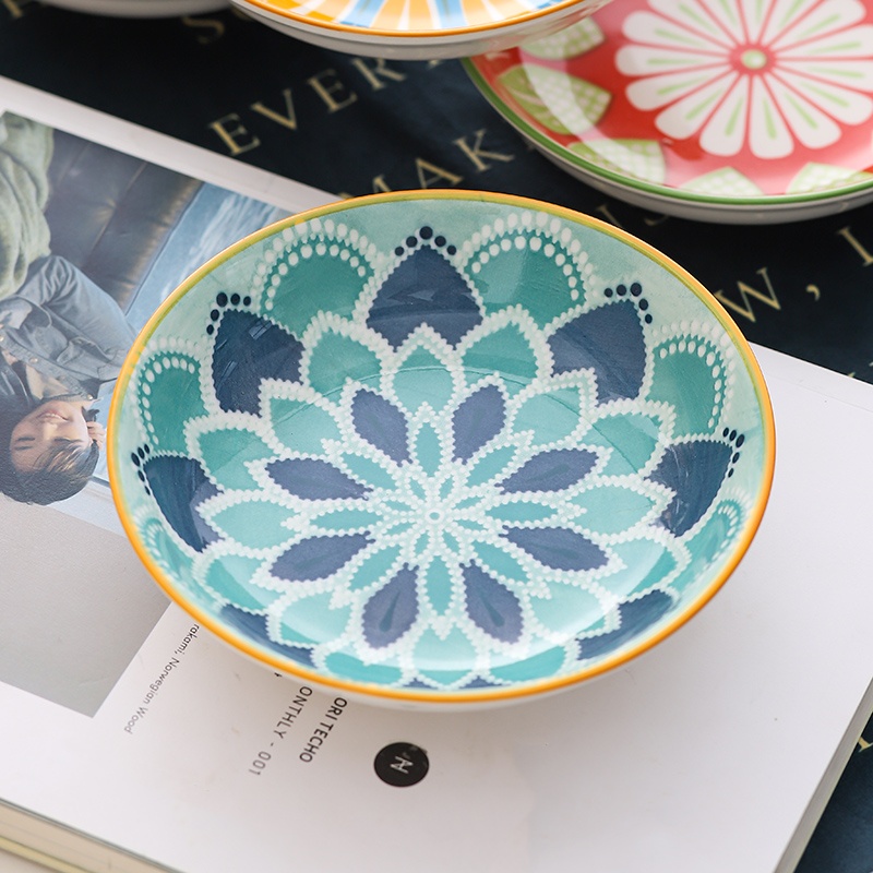 4pc Bohemian Ceramic Plate - S - Kitchen Baking Dishes 评论和价格