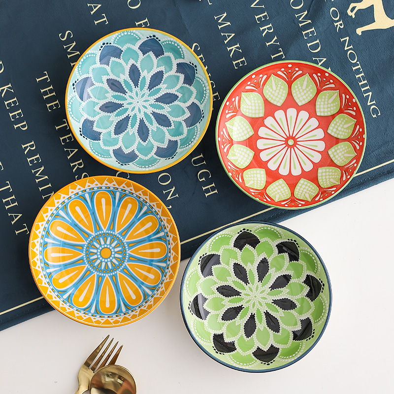 4pc Bohemian Ceramic Plate - S - Kitchen Baking Dishes 评论和价格