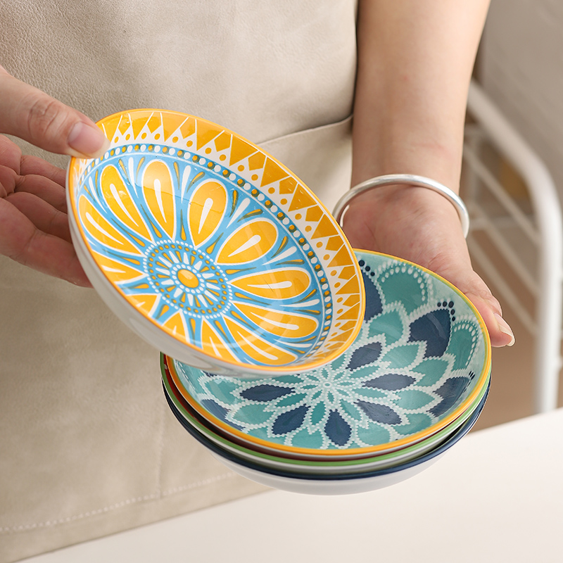 4pc Bohemian Ceramic Plate - S - Kitchen Baking Dishes 评论和价格