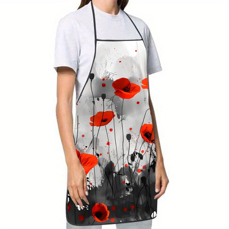 1pc Red Poppies Floral Print S - Kitchen Baking Background 评论和价格