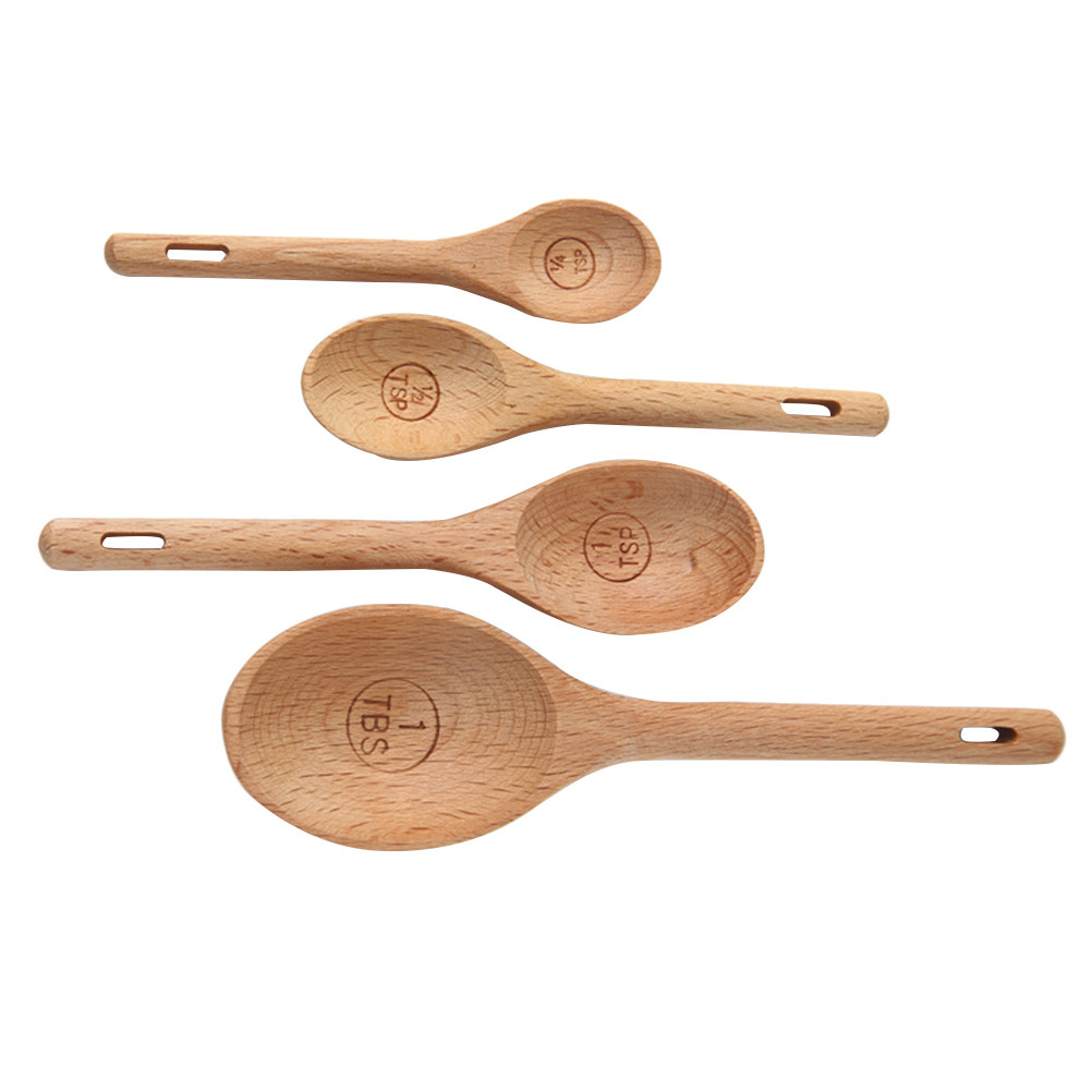 4Pcs Wooden Measuring Spoons S - Baking (Kitchen Ingredient) 评论和价格