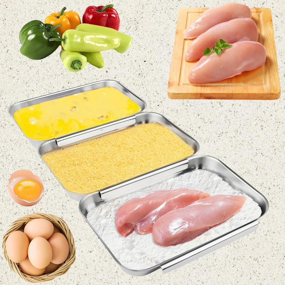 3Pcs Stainless Steel Seasoning - Kitchen Baking Station 评论和价格